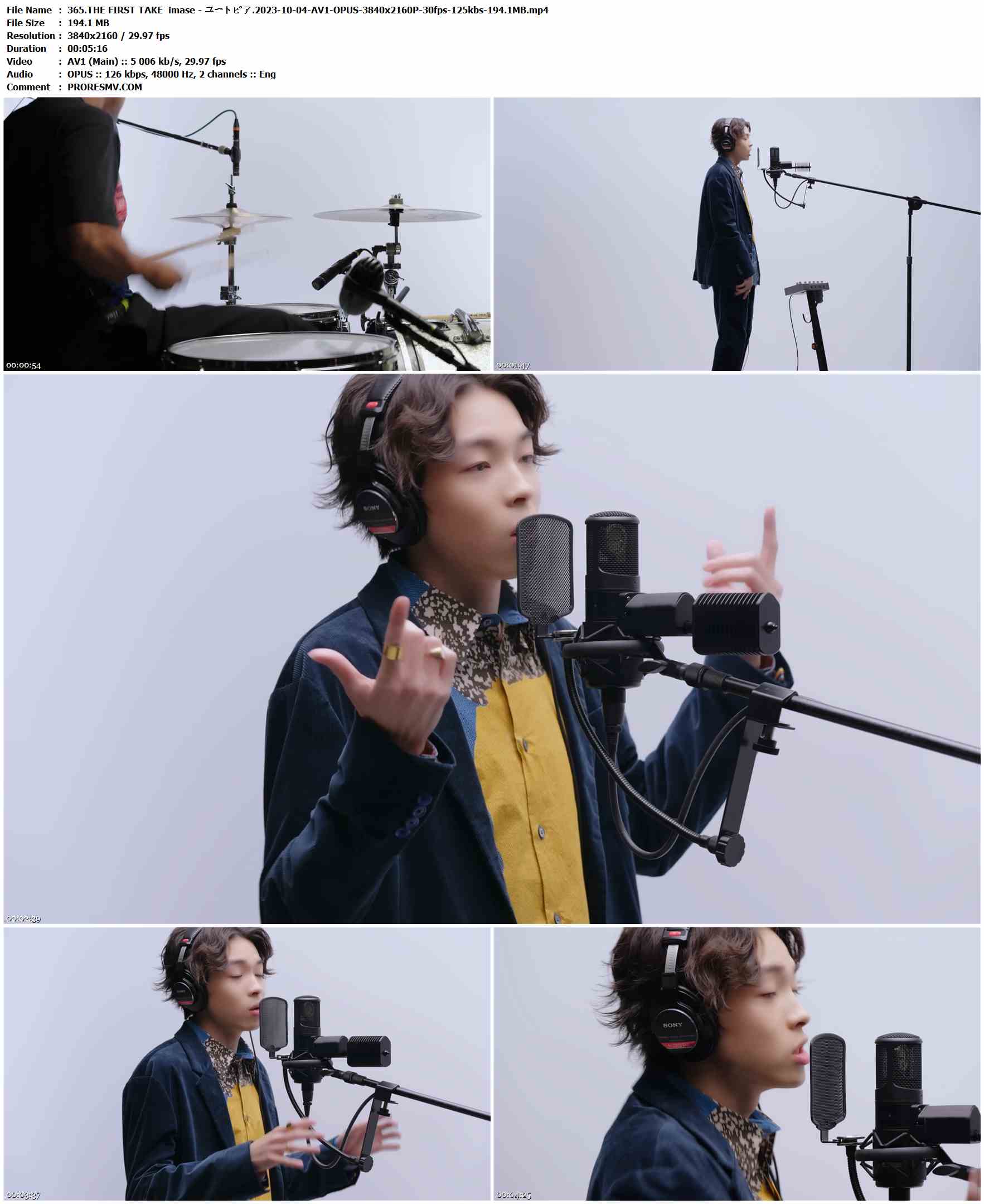 365.THE FIRST TAKE imase - ユートピア.2023-10-04-AV1-OPUS-3840x2160P-30fps-125kbs-194.1MB官方MV_高清MV